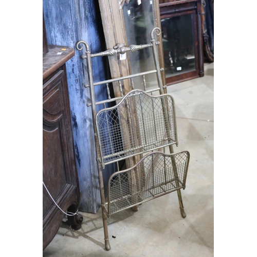 526 - Antique brass paper rack, approx 100cm H x 44cm W