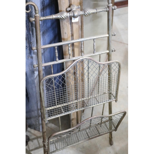 526 - Antique brass paper rack, approx 100cm H x 44cm W