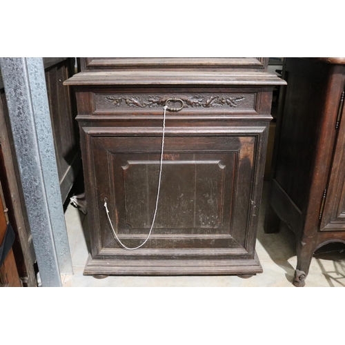 528 - Antique elevated two piece French gun cabinet, approx 248cm H x 85cm W x 38cm D.