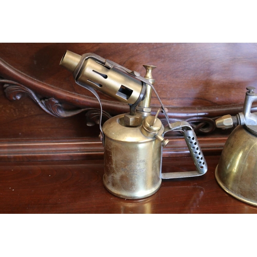 378 - Antique brass and aluminium Pest arrestora hand sprayer by C V Roberts,  along with a antique Champi... 