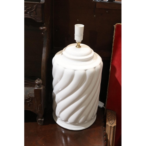 418 - Pair of new white ceramic lamps, each approx 45cm H (2)
