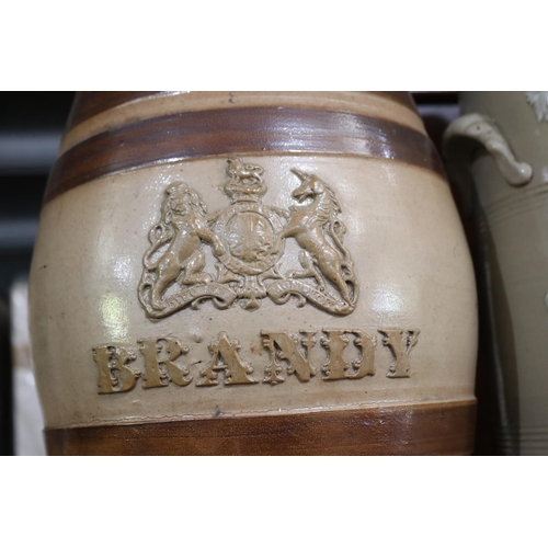 476 - Antique English pottery Brandy barrel, approx 38cm H