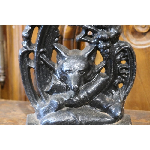 503 - Cast iron fox head door stop, approx 28cm H x 17cm W