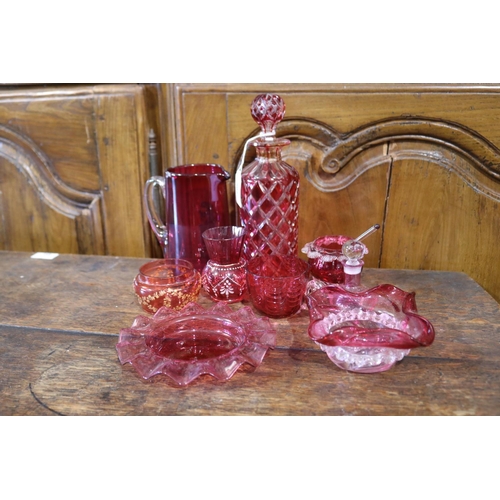 507 - Collection of antique and later ruby glass, approx 25cm H and shorter