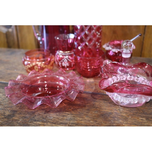 507 - Collection of antique and later ruby glass, approx 25cm H and shorter