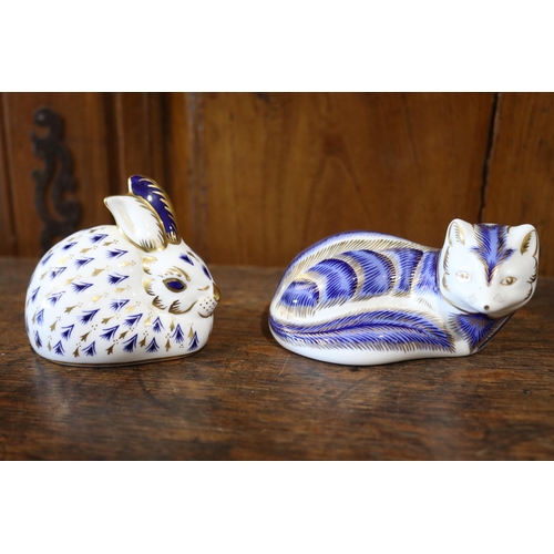 533 - Two Royal Crown derby china figures - Arctic Fox & Rabbit, approx 10cm W and smaller (2)