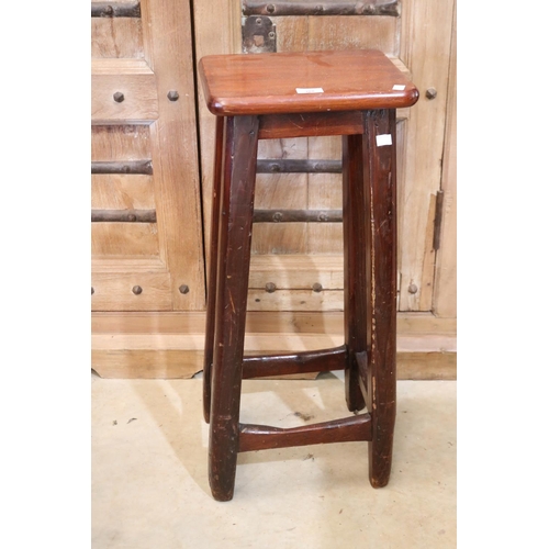 388 - Cedar and pine tally desk stool, approx 74cm H x 32cm W