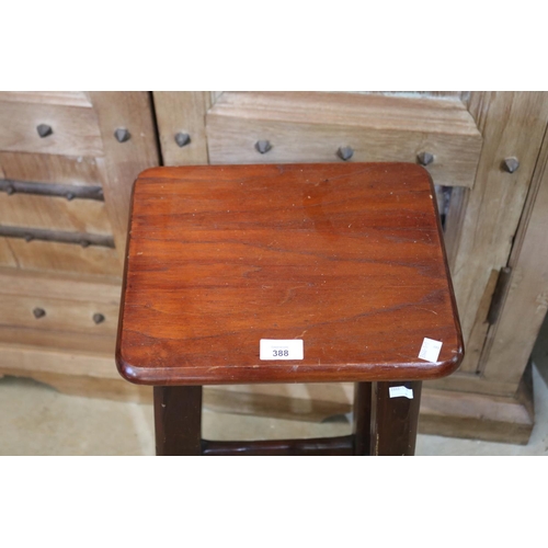 388 - Cedar and pine tally desk stool, approx 74cm H x 32cm W