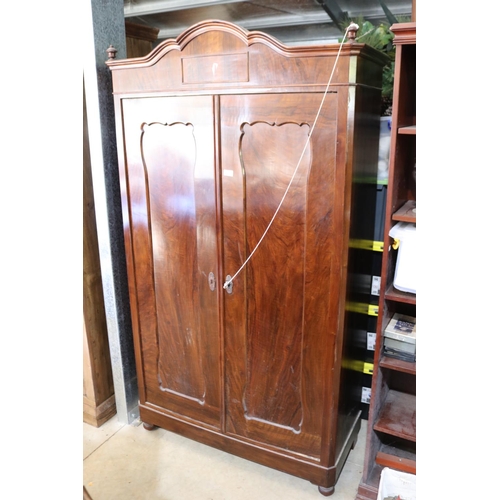 398 - Antique mahogany two door armoire, approx 194cm H x 108cm W x 48cm D