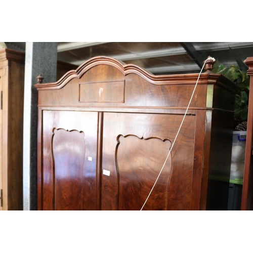 398 - Antique mahogany two door armoire, approx 194cm H x 108cm W x 48cm D