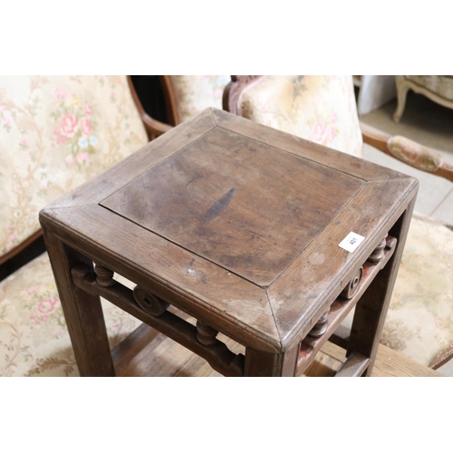 401 - Antique Chinese hardwood stool or low table, approx 49cm H x 41cm Sq