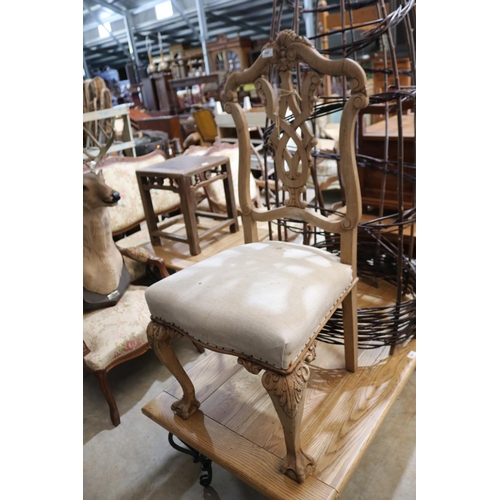 414 - Antique style Chippendale revival chair, with stripped finish