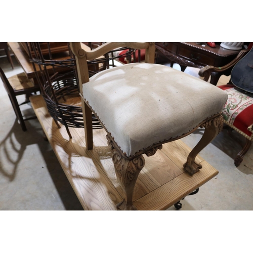 414 - Antique style Chippendale revival chair, with stripped finish