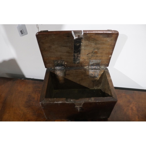 432 - Antique rustic small box, with iron hinges, approx 14cm H x 24cm W x 16cm D