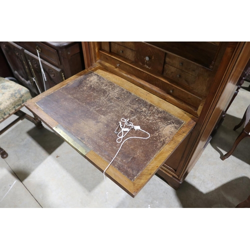 553 - Antique French walnut secretaire a battant, approx 96cm W x 39.5cm D x 140cm H