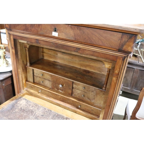 553 - Antique French walnut secretaire a battant, approx 96cm W x 39.5cm D x 140cm H