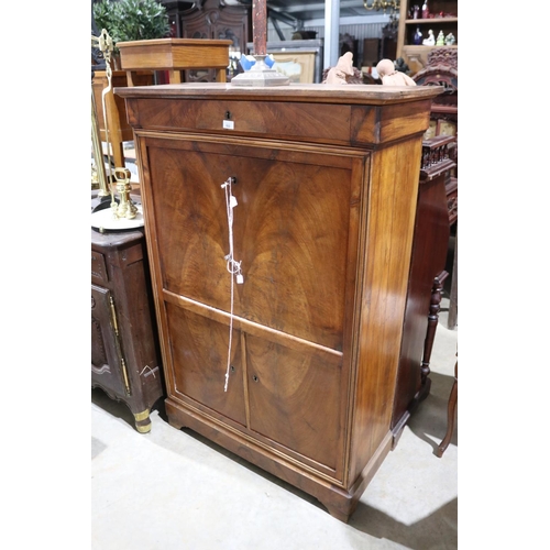 553 - Antique French walnut secretaire a battant, approx 96cm W x 39.5cm D x 140cm H