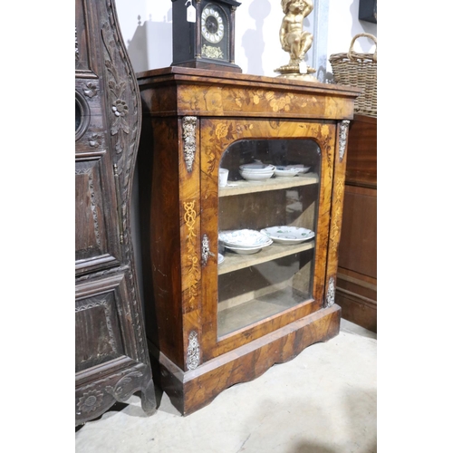 562 - Antique Victorian inlaid figured walnut pier cabinet, arched glazed single door, approx 86cm W x 31.... 