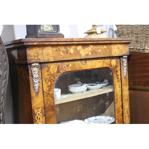 562 - Antique Victorian inlaid figured walnut pier cabinet, arched glazed single door, approx 86cm W x 31.... 