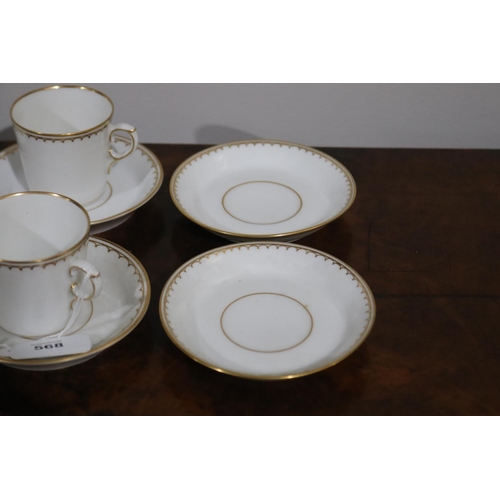 568 - Royal Copenhagen china demi tasse service for eight along with 2 extra saucers