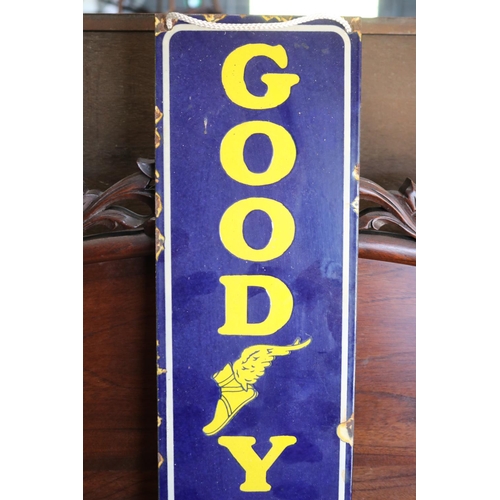 573 - Genuine antique Good Year Tires enamel strip sign, approx 60cm H x 15cm W