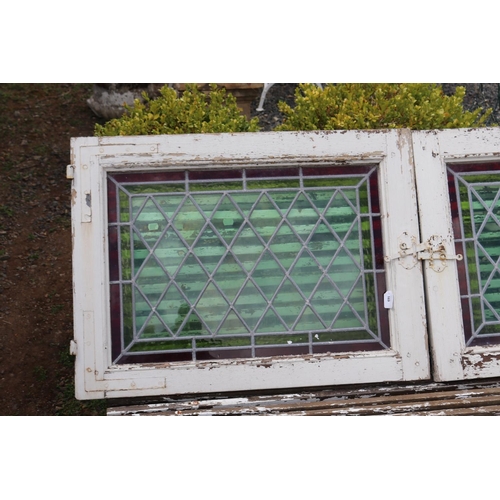 169 - Pair of leadlight windows, each approx 64cm H x 86cm W (2)