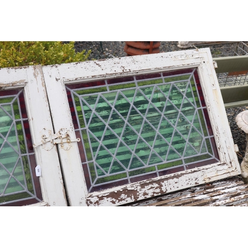 169 - Pair of leadlight windows, each approx 64cm H x 86cm W (2)