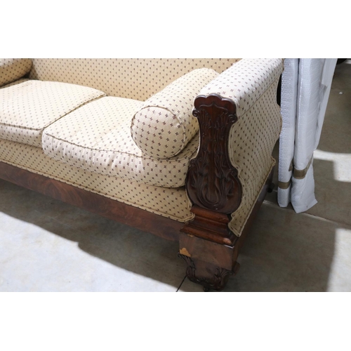 417 - Antique European mahogany double ended settee, approx 180cm w