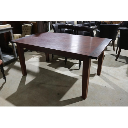 455 - Australian made solid hardwood dining table, made of Australian red gum with wenge wood trim, Ex Stu... 