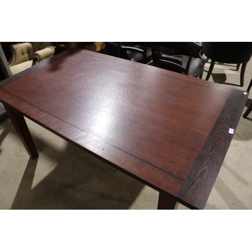 455 - Australian made solid hardwood dining table, made of Australian red gum with wenge wood trim, Ex Stu... 