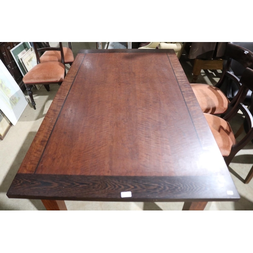 455 - Australian made solid hardwood dining table, made of Australian red gum with wenge wood trim, Ex Stu... 