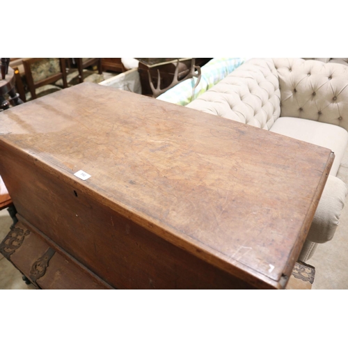 582 - Antique Australian cedar trunk, metal handles to the ends, approx 99cm W x 49cm D x 46cm H