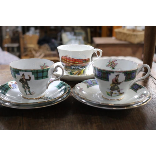 605 - Three sets of Royal Standard Bonnie Scotland Cups, saucers and plates along with The Coronation Scot... 