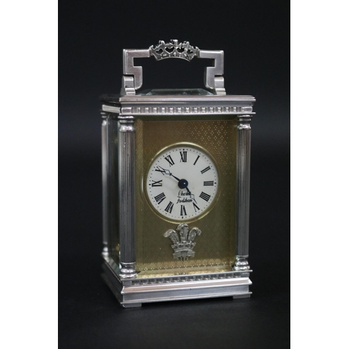 111 - Fine sterling silver carriage clock, by CHARLES FRODSHAM, maker T C, London 1981, commemorating the ... 