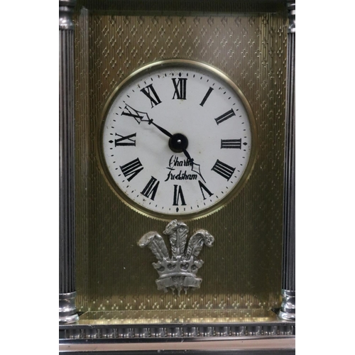 111 - Fine sterling silver carriage clock, by CHARLES FRODSHAM, maker T C, London 1981, commemorating the ... 
