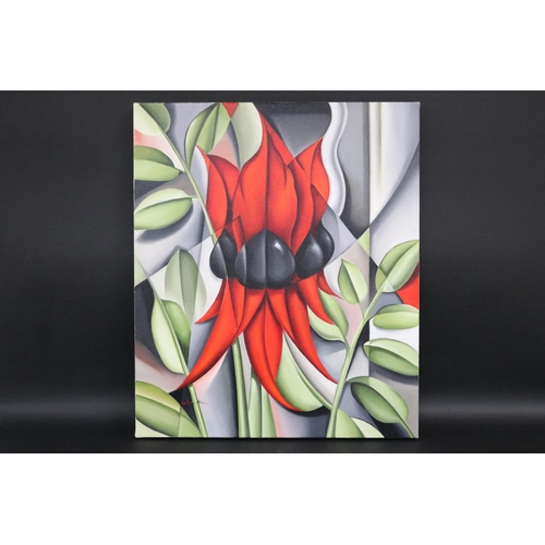 95 - Catherine Abel (1966-.) Australia, Sturt's Desert Pea, South Australian floral emblem, oil on canvas... 