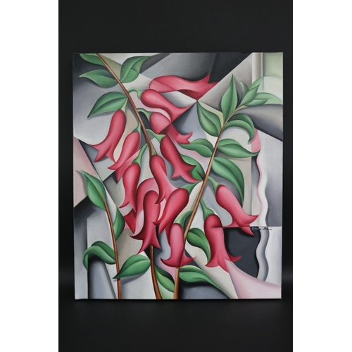 97 - Catherine Abel (1966-.) Australia, Common Heath, Victoria's  floral emblem, oil on canvas, number 7,... 