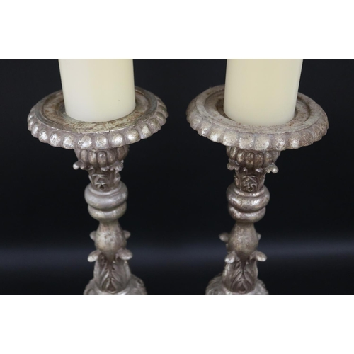 177 - Pair of decorative French style candlesticks, each approx 57cm H excluding candle (2)