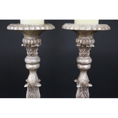 177 - Pair of decorative French style candlesticks, each approx 57cm H excluding candle (2)