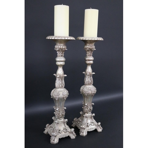 177 - Pair of decorative French style candlesticks, each approx 57cm H excluding candle (2)