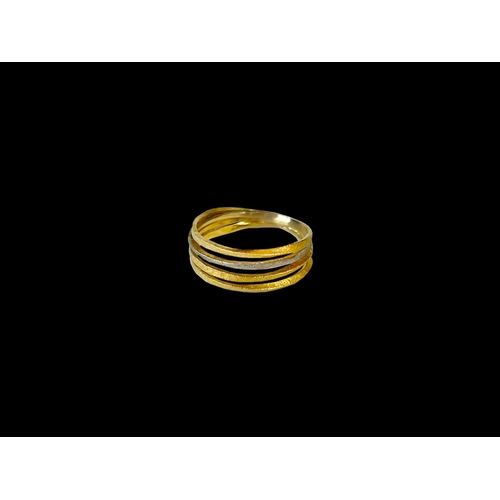 162 - Two tone 18ct gold dress ring, La Goudera, Santorini, in original pouch, approx 3.1 grams