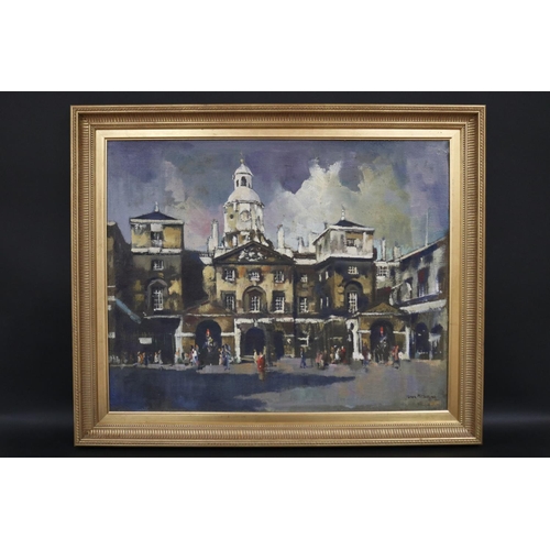 115 - Peter McIntyre (1910-95) New Zealand / Australia, The Horse Guards London, oil on board, signed lowe... 