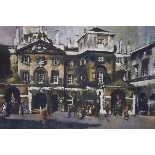 115 - Peter McIntyre (1910-95) New Zealand / Australia, The Horse Guards London, oil on board, signed lowe... 