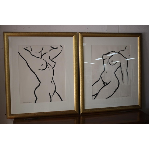119 - Rosine Grosmougin, untitled (Studies for Female Nude) 1993, two works; ink on paper each signed and ... 