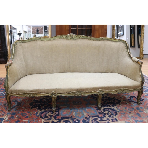 135 - Antique French Louis XV style painted frame settee, Ex Suzie Anderson Mossvale, total approx 95cm H ... 