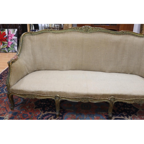 135 - Antique French Louis XV style painted frame settee, Ex Suzie Anderson Mossvale, total approx 95cm H ... 