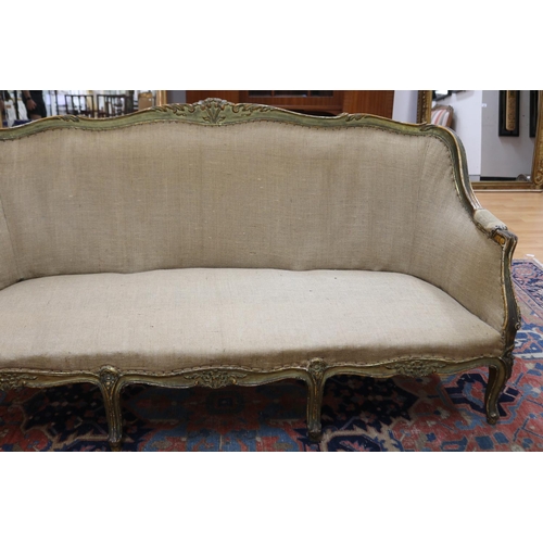 135 - Antique French Louis XV style painted frame settee, Ex Suzie Anderson Mossvale, total approx 95cm H ... 