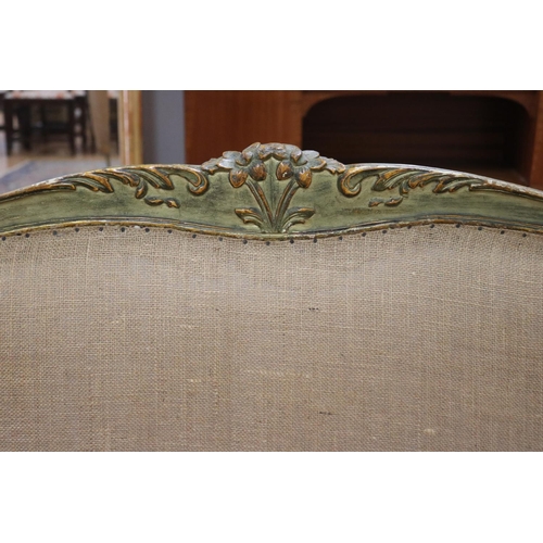 135 - Antique French Louis XV style painted frame settee, Ex Suzie Anderson Mossvale, total approx 95cm H ... 