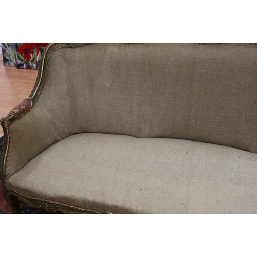 135 - Antique French Louis XV style painted frame settee, Ex Suzie Anderson Mossvale, total approx 95cm H ... 