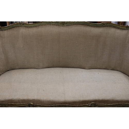 135 - Antique French Louis XV style painted frame settee, Ex Suzie Anderson Mossvale, total approx 95cm H ... 